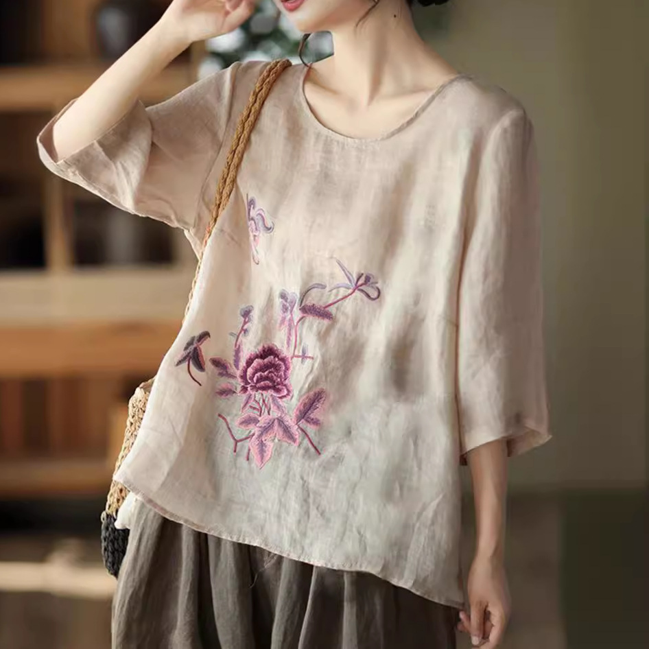 New Ethnic Fashion - Blusa Retro de Verano para Mujer