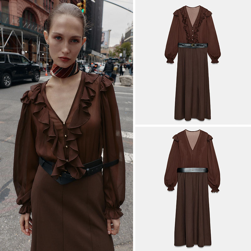 Ethnic Fashion Dress - Elegante Vestido Midi de Manga Larga
