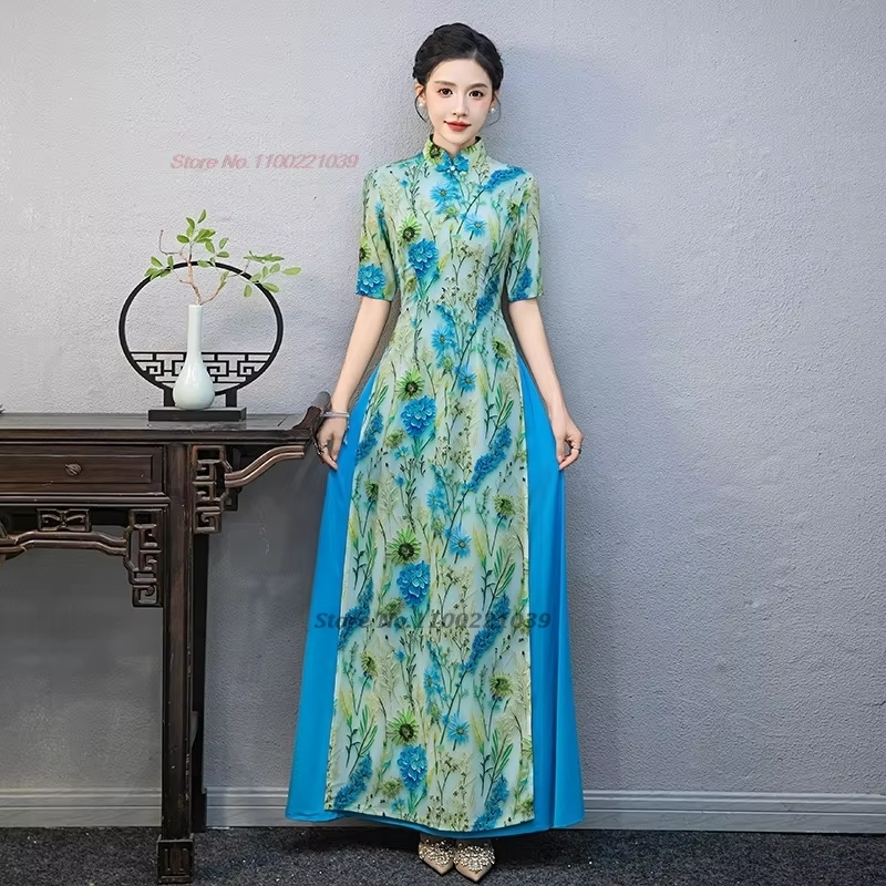 Ao Dai Vietnam Dress - 2026 vestido vietnam aodai estampado de
