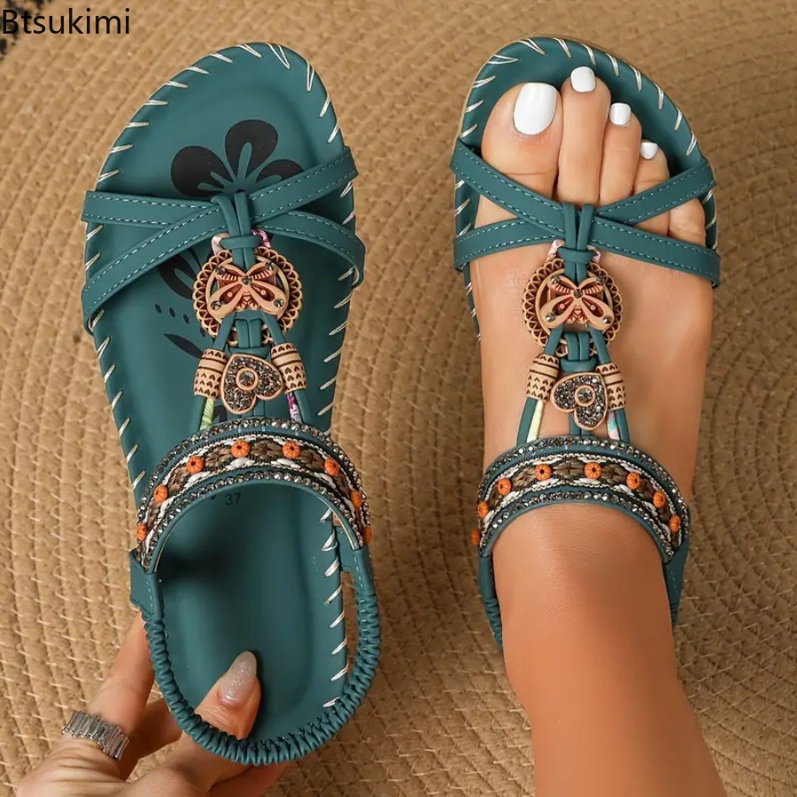 Ethnic Fashion Dress - Sandalias Bohemias para Mujer, Zapatos Casuales